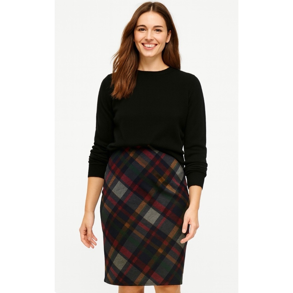 NYCC Vintage Y2K Plaid Dark‎ Academia Stretch Midi Length Skirt Sz. Large